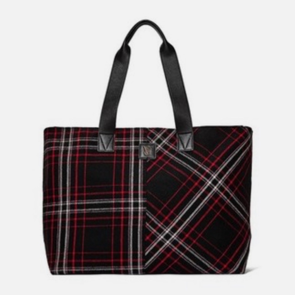 Victoria's Secret Plaid Tote in Black and Red